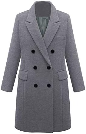 Missli Women's Winter Double Breasted Trench Coat Wool Blend Long Jacket Pea Coat
