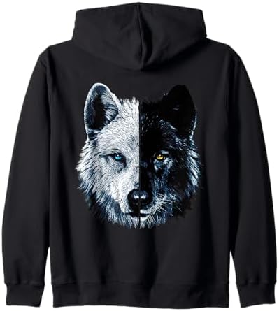 Amazon.com: Polar And Black Two Face Wolf Split Face Magical