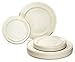 OCCASIONS 240 Plates Pack,(120 Guests) Heavyweight Premium Wedding Party Disposable Plastic Plates Set -120 x 10.5'' Dinner + 120 x 7.5'' Salad/Dessert (Ivory & Gold Rim)