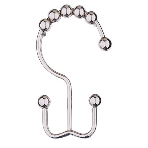 TENOVEL Never Rust 304 Stainless Steel Shower Rings, Rustproof Shower Curtain Hooks,Heavy Duty Roller Double Glide Shower Curtain Hooks for Bathroom Shower Liners, Brushed Nickel,Set of 12 Hooks