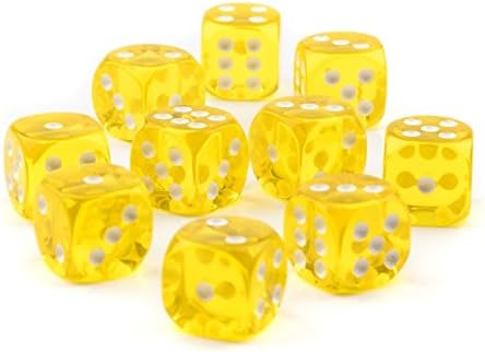 pokerchipshop 20 x LARGE Six Sided Translucent YELLOW Dice 19mm Casino Craps/Dice