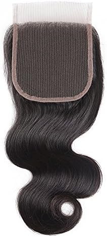 Brazilian Virgin Hair Boby Wave 4x4 Free Part Lace Closure 8A 100% Unprocesed Human Hair Natural Black