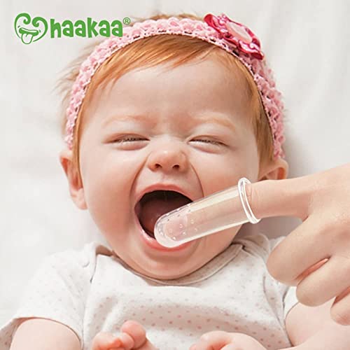 haakaa Silicone Baby Finger Toothbrush Set 360º Bristle for Baby Oral