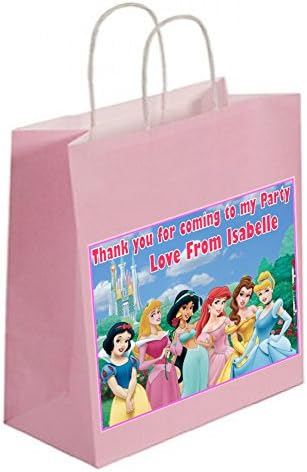 Disney Princess Party Bags Personalised with Any Name for Birthday Parties Party (Quantity x20)