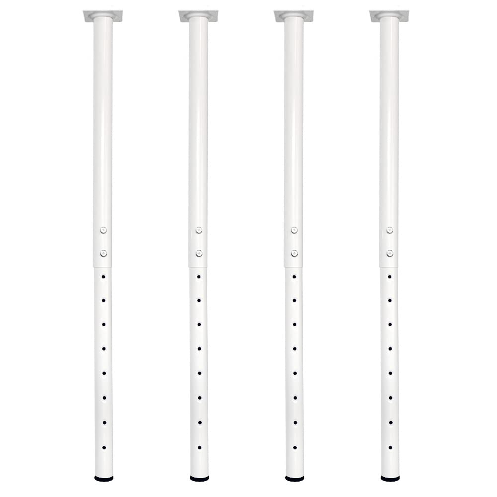 QLLY Adjustable Metal Table Leg 60-100cm / 24-40 inch, Home Office DIY Desk Leg, Furniture Leg Set (4, White) — image 1