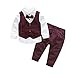 JIANLANPTT Gentleman Casual Suits Baby Boys Vest Pants Shirt Party Wedding Clothes Set Burgundy Red 100(2-3Y)