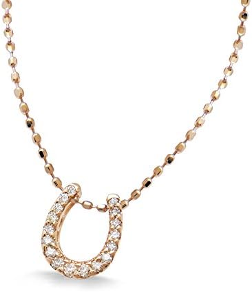 miwahouseki Lucky Horseshoe Motif Horseshoe Diamond Necklace Pink Gold