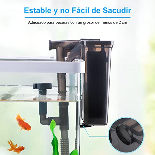 AKKEE Wasserfallfilter für Aquarium, multifunktionaler Wasserfallfilter, für Aquarium, Wasserfall, 10 W, 750 l/h, Schildkröte, Kaltwasser und tropische Aquarien bis 76 l (10 W)