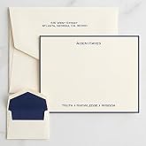 StationeryXpress Professional Personalized Flat Cards - Raised Ink &amp; Black Border with 25 Matching Envelopes