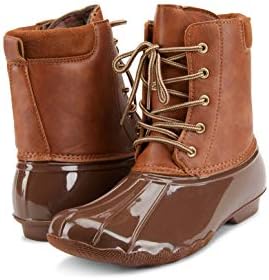 Combat Style Calf Rain Duck Boots Brown 