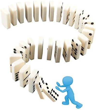 Dominoes Set, Kictero Set of 28 Double Six Dominos Game Tiles with Spinner, Building Blocks Racing Games