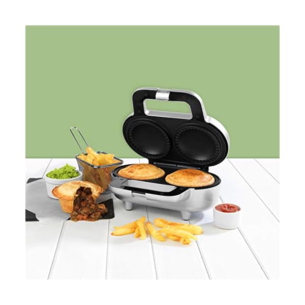 Giles-Posner-EK4082G-Non-Stick-Deep-Fill-Pie-Maker-900-W-Bake-Authentic-British-Pies-Easy-to-Clean-Lock-Latch-Design-Silver Giles & Posner EK4082G Double Deep-Fill Non-Stick Pie Maker, Electric XL Twin Pie Machine, Makes Pies 9cm in Diameter…