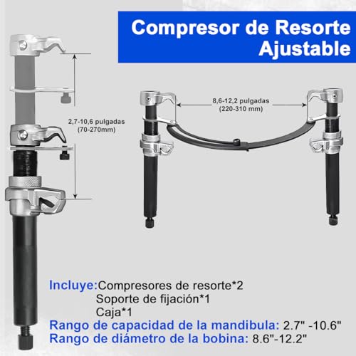 ADILIKADII Kit Compresor de Muelles de Horquilla, 2 Herramienta Compresor de Macpherson Intercambiable de Resorte Bobina de Choque con Mordazas Soporte Seguridad para Coche Camión Motocicleta, 2000Lbs