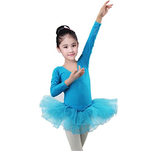 Tiean New Toddler Girls Gauze Leotards Tops Bodysuit Dancewear Dress Clothes Girls Outfits (3 T, Blue) - Thumbnail 7