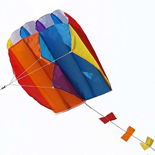 Besra Colorful Parafoil Kite with Long Tail Easy to Fly Outdoor Fun Sports for Kids & Adults