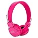 Folding Stereo Wired Headphones for Kids,Girls Headphones,Boys Headphone,in-line Microphone Remote Control Adjustable Over Ear Headphone Kids Headsets with Soft Earpads for Cellphones (Pink)