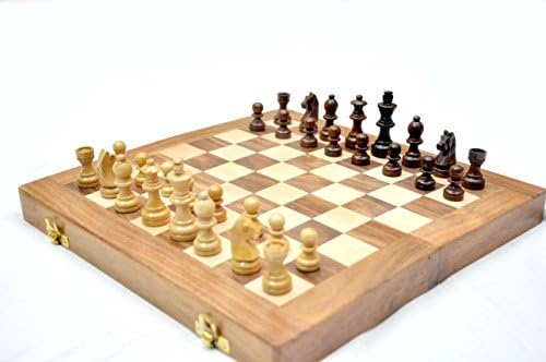 Kimaro 12" Megnetic Form Fitting Chess Set - Fine Wood Classic Handmade Standard Staunton Ultimate 12x12 Inch Folding Wooden Chess Board