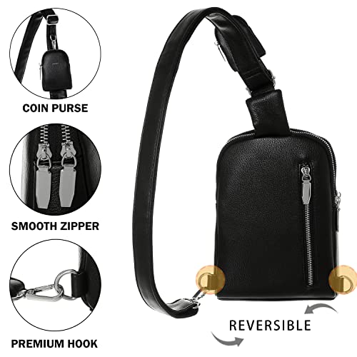 INICAT Fanny Packs Vegan Leather Crossbody Sling Bag With Mini Key Coin Purses For Women Men