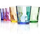 13 oz Unbreakable Premium Drinking Glasses - Set of 6 - Tritan Plastic Cups - BPA Free - 100% Made in Japan (Assorted Colors)
