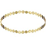 Suyi Exquisite Thin Layered Sequins Choker Necklace Women Girl Lady Long Chain Pendant Necklace B-Gold