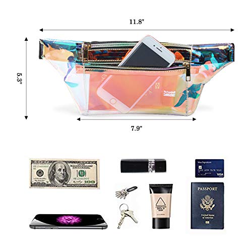 image for Mum's memory Holographic Fanny Pack for Women - Metallic Sport Waist P