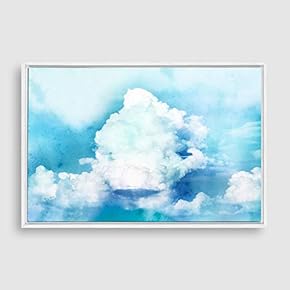 Framed Watercolor Cloud Home Artwork for Living Room Bedroom