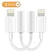 Apple iPhone 7 Audio Adapter iOS 10.3 Buddys - Lightning to 3.5mm Female Headphone Jack Adapter for iPhone 7/iPhone 7 Plus - [2 Pack] (White) [Not compatible with iPhone X/8/8 Plus]