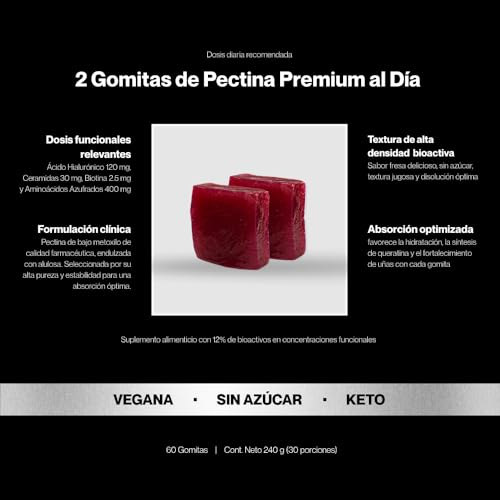 AULUO GLOW | HAIR SKIN & NAILS | Gomitas con Ácido Hialurónico, Biotina, Ceramidas y Antioxidantes para Piel, Cabello y Uñas | Veganas, Sin Azúcar, Endulzado con alulosa | 60 Gomitas de Pectina