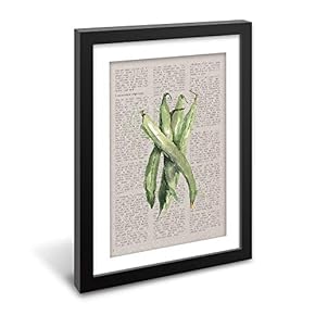 Black Paper Framed Canvas Wall Art for Living Room, Bedroom Abstract Green on Newspaper Canvas Prints for Home Decoration Ready to Hanging - 23x31 inches