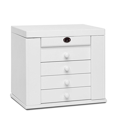 Rowling Extra Large Wooden Jewelry Box/Jewel Case Cabinet Armoire Ring Necklacel Gift Storage Box Organizer Mg002 (White)