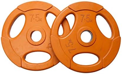 VSI Rubber and Integrated Metal Tri-Grip Olympic Weight Plates for Gym Orange (2.5kgx2)