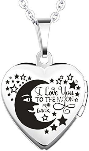 IXIQI Locket I Love You to the Moon and Back 9ct Gold Plated Heart Infinity Love Locket Necklace (blue crystal)