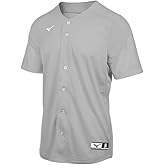 Mizuno Youth Aerolite Full Button Baseball Jersey, Grey, Large