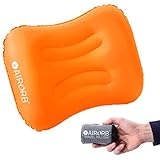 Inflatable Outdoor Travel/Camping Pillow - 4 Colors - Sleep Soundly With This Innovative Cushion Which Fits In Your Pocket - Brushed Silky Layer for Extra Comfort - Perfect For The Adventurer, Orange 