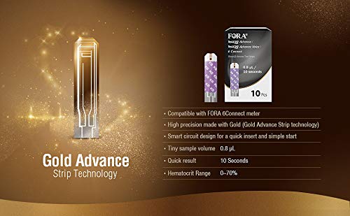 FORA 6 Connect KT20 Blood Ketone Testing Meter Kit to Monitor Your Ketogenic Low Carb Diet and Nutritional Ketosis via Smartphone App, 1 Meter, 1 Lancing, 100 Lancets, 20 Ketone Strips, Carry Case