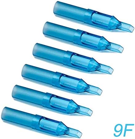 Tattoo Tips, Ahat 100pcs 9 Magnum Tips/9 Flat Tips Blue Plastic Disposable Tattoo Tips for 1208F,1209M1,1209RM,1209F,1209RF,1217M2,1217RM2 Tattoo Needles (9FT)