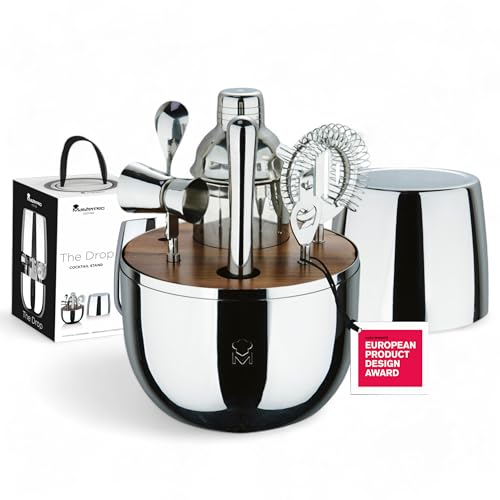 MasterPRO The Drop - 6-teiliges Cocktail-Set aus Edelstahl - mit Sieb, Flaschenöffner, langem Löffel, Cocktail-Shaker, Jigger, Zerkleinerer - stilvoll und professionell
