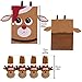Valery Madelyn 5 Pcs Traditional Red White Reindeer Christmas Chair Covers Set Including 1 Chair Back Cover and 4 Chair Leg Floor Protectors for Dining or Kitchen Decorations