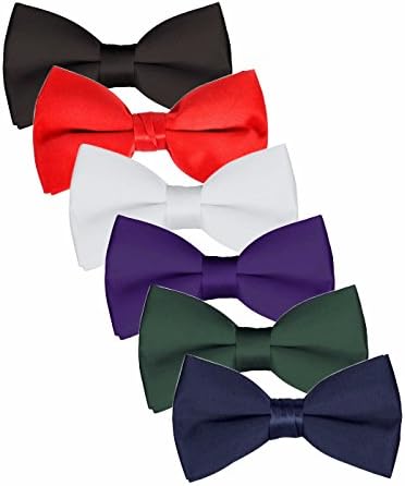 Ravenhill 6 Pack Satin Pre-tied Tuxedo Adjustable Neck Bowtie for Weddings (F1)