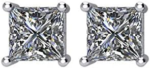 Basket Style Princess-Cut Diamond Stud Earrings 1.00ct. TDW