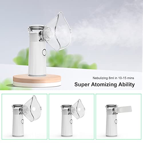 Nebulizer Machine for Adults and Kids with 1 Set Accessory, Portable Handheld Nebulizer for Travel and Household Use, Quiet Cool Steam Inhaler for Breathing Problems with Autoclean Mode