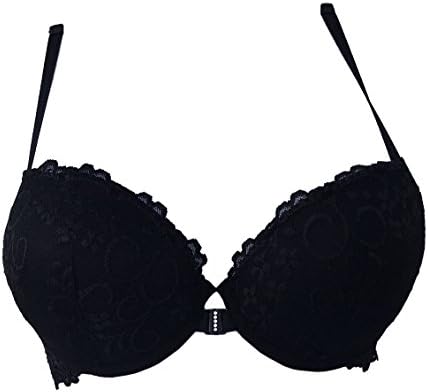 ea Lingerie Best Seller Lace Race Back Bra Underwire Front Closure Designer (32C, BLACK)