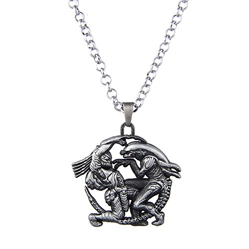 Lureme Vintage Jewelry Alien vs. Predator Pendant Necklace for AVP Fans-Silver (nl005608-2)