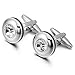 INBLUE Men's Rhodium Plated Cufflinks CZ Silver Stud Set Tuxedo