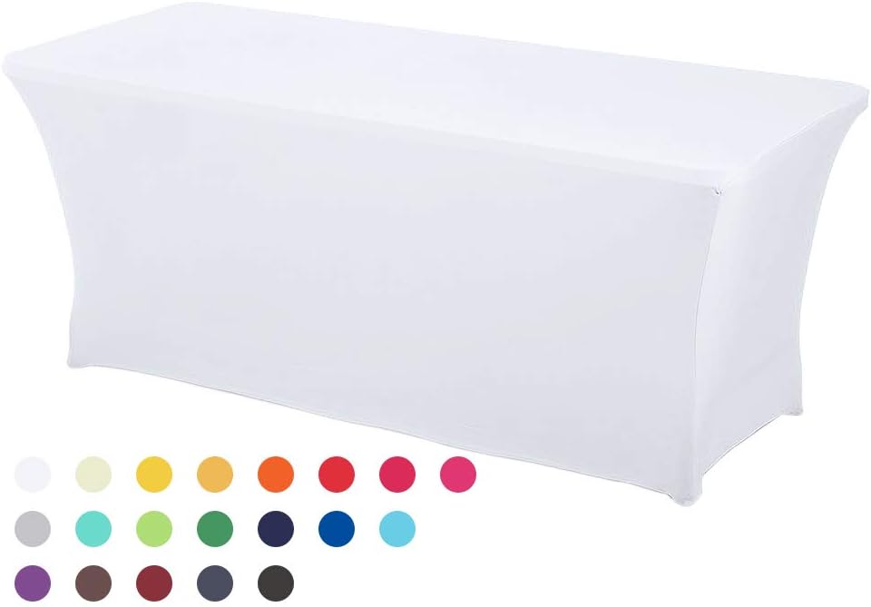 Spandex Stretch Lycra Table Cover Cloth 6ft Foot Rectangular Fit Wedding Banquet Trestle Table