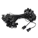 Holiday Lighting Outlet Christmas Light String | 50' Black Cord with 12" Spacing Between Sockets | Fits E17 Base Light Bulbs