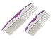 Poodle Pet Dog Combs for Grooming | 2 Pack | Stainless Steel Teeth Easily Remove Dirt | Proper Care Prevents Knots and Mats for Long and Short Haired Pets |Anti-Slip Comfort Grip Handle| Purple