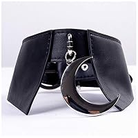Tebapi Womens Pendant Necklaces Punk Pendant Crescent Alloy Collar Leather Goth Choker Necklace for Women Party Club Chocker Harajuku Jewelry Gold Adjustable Size