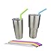 Silicone Straws By KJA: Set Of 6 Reusable Silicone And Stainless Steel Straws For 30 oz Yeti | Rtic Tumbler With Cleaning Brushes And Storage Pouch – Extra Long Multipurpose Straws For Drinks And More