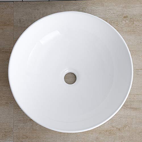 Round Vessel Sink Above Counter Sink 16 Inch Kitchen Sink Ceramic - Bathroom Vanity Bowl Art Basin Lalasani Fireclay Farmhouse Sink White